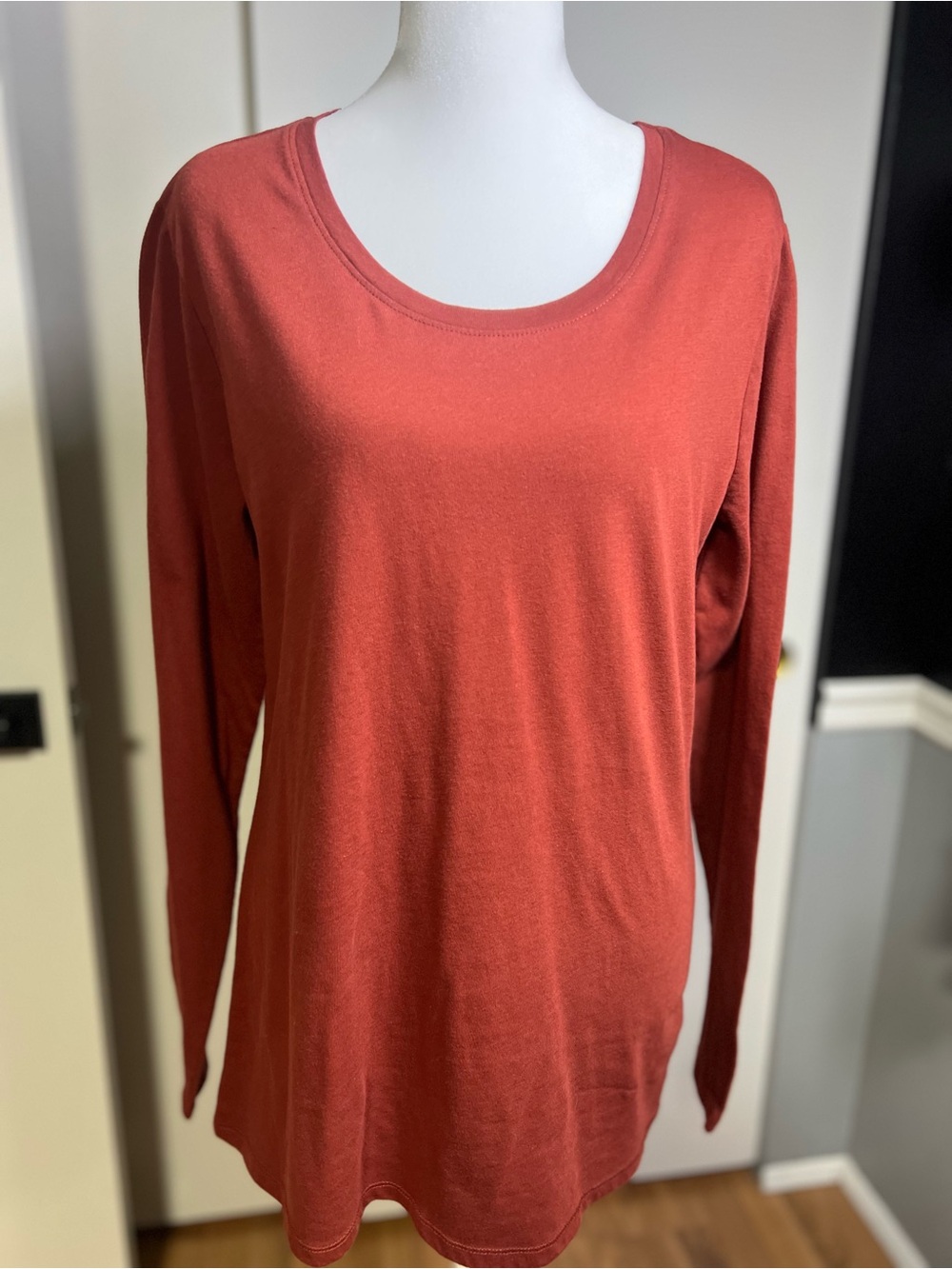 No Boundaries Long Sleeve Scoop Neck Top - Rust